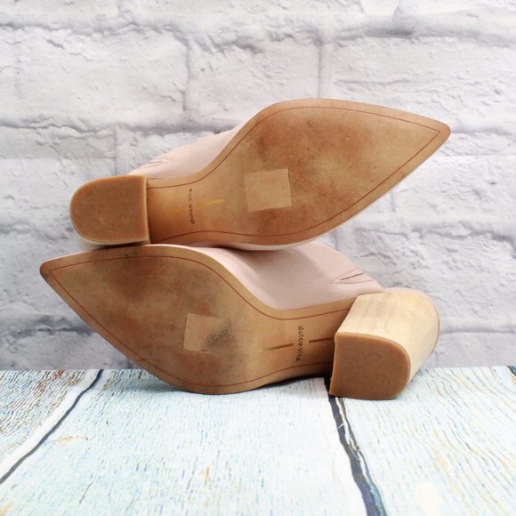 Dolce Vita Caley Pink Leather Wood Block Slip On Heel Mule Size 10 - Picture 9 of 9